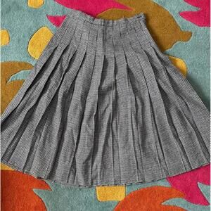 Pendleton Wool Pleated Midi Skirt Houndstooth Size 12 USA Made